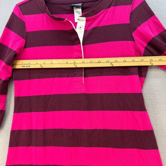 Patagonia Dress Women's Medium Pink Maroon Striped Crew Neck T-Shirt 3/4 Sleeve - Picture 9 of 13